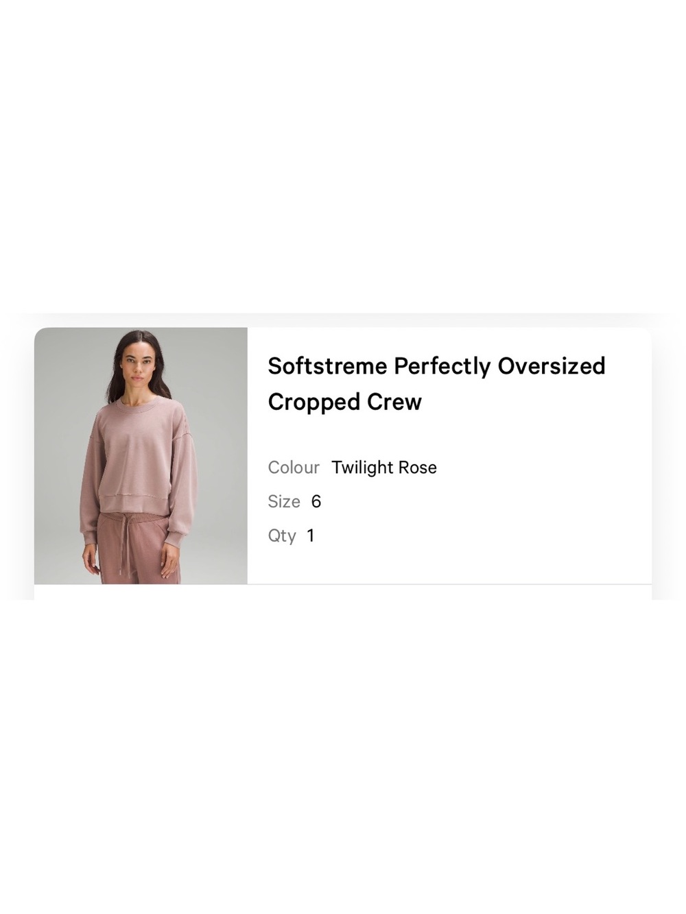 Lululemon Softstreme Oversized Cropped Crew in Twilight Rose